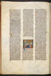 Joseph von Arimathäa predigt seinen Anhängern aus Estoire del Saint Graal, ca. 1315-1325