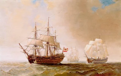 Das spanische Schiff San Hermenegildo in der Schlacht von Trafalgar am 21.10.1805
