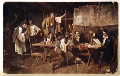 Literatur. Der ungarische Dichter Petofi, ca. 1848 Postkarte, Ungarn, ca. 1900
