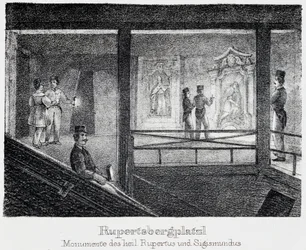 Salzbergwerk: Denkmal von St. Rupert und St. Sigismund, in Durrnberg, Österreich