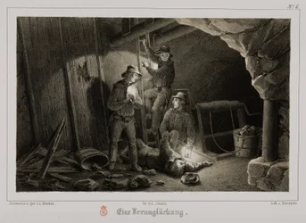 Bergbau, Metall Erze Bergbauunfall, Deutschland, ca. 1851