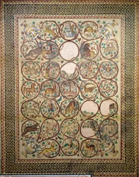 Mosaik von Quabr Hiram vom Boden des zentralen Schiffs der Kirche St. Christopher, 575