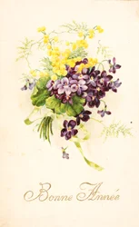 Alte Postkarte/Veilchen und Mimose
