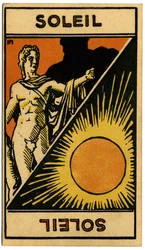Paranormal. Astrologie. Die Sonne (Stern). Astrologische Karte aus: Le Tarot Astrologique, von Georges Muchery, Frankreich