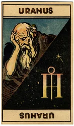 Paranormal. Astrologie. Uranus (Planet). Astrologische Karte aus: Le Tarot Astrologique, von Georges Muchery, Frankreich