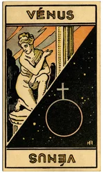 Paranormal. Astrologie. Venus (Planet). Astrologische Karte aus: Le Tarot Astrologique, von Georges Muchery, Frankreich