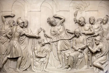 Skulptur in der Kirche Saint Roch: Jesus gefoltert, Paris, Frankreich