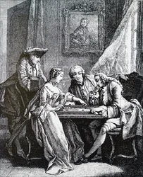 Menschen spielen Tric-Trac