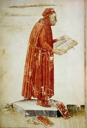 Porträt von Coluccio Salutati, florentinischer Politiker und Humanist (Miniatur)