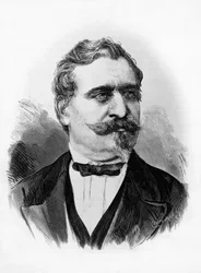 Porträt von Giovanni Prati (1815-1884), italienischer Dichter und Politiker, Gravur von Centenari nach einem Foto von Michele Schemboche