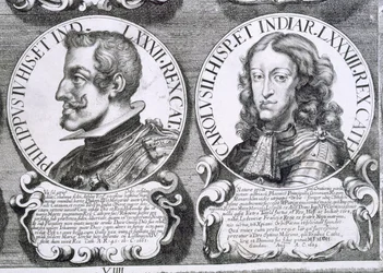 Porträts von Philipp IV. und Karl II. (Lithografie)