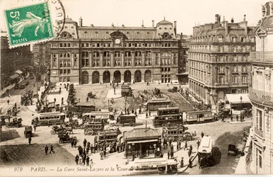 Postkarte/Bahnhof Saint Lazare/Paris/Seine/Île-de-France/Frankreich