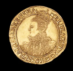 Seltene englische Münze, Porträt von Königin Elizabeth I., Gold Pound
