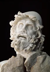 Römische Kunst: Gruppe von Polyphemus blind: Kopf des Odysseus - Marmorskulptur, 1. Jahrhundert v. Chr. oder n. Chr. - Sperlonga, Museo Archeologico Nazionale