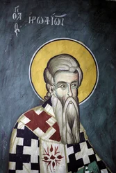 Heiliger Herodion Byzantinisches Fresko aus dem Agios Ioannis Lampadistis Kloster, Heiliger Johannes Lampadistis 11. Jahrhundert Zypern Bemalte Kirchen UNESCO-Stätte Troodos, Zypern