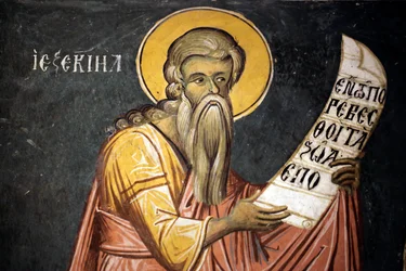 Heiliger Ezechiel Byzantinisches Fresko aus dem Agios Ioannis Lampadistis Kloster, Heiliger Johannes Lampadistis 11. Jahrhundert Zypern Bemalte Kirchen UNESCO-Stätte Troodos, Zypern