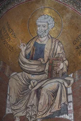 Mosaik des Heiligen Petrus in der Kathedrale Santa Maria Nuova, 12. Jahrhundert, Monreale, Sizilien