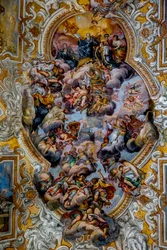 San Benedetto Kirche, Catania, Sizilien (Italien). Deckenfresko (Detail) (18. Jahrhundert)