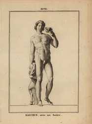 Statue des Bacchus, römischer Gott des Weins, nackt mit einem Satyr