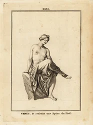 Statue der Venus, der römischen Göttin der Liebe, Schönheit, Sexualität und Fruchtbarkeit, die einen Splitter aus ihrem Fuß entfernt