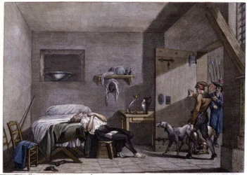 Selbstmord von Condorcet, spätes 18. Jahrhundert (Gravur)
