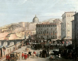 Der Zug des Papstes auf der Engelsbrücke in Rom