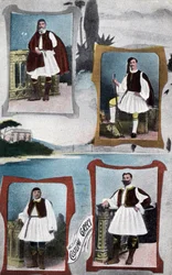 Traditionelle griechische Männerkostüme - Postkarte 1914-1918