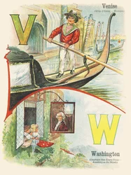 V W: Venedig, Washington - ABC der zwei Welten. Emile Guerin, Verleger, Paris, um 1900.