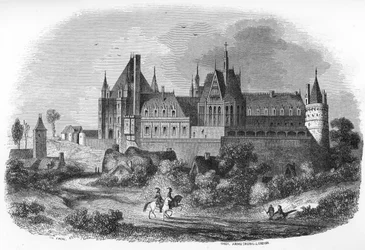 Ansicht des Schlosses von Gaillon, Normandie. 19. Jahrhundert (Gravur aus „Mysteres des vieux chateaux de France“ von Le Francois).