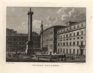 Ansicht der Piazza Colonna mit der Säule des Marcus Aurelius, Rom