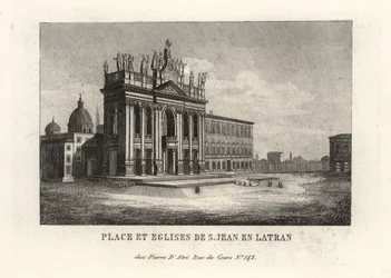 Ansicht des Platzes und der Papstbasilika St. Johannes im Lateran, Rom