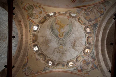 Ansicht des Freskos im Baptisterium, Kathedrale von St. Stephan, Concordia Saggitaria, Provinz Venedig, Venetien, Italien