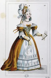 Frau trägt ein Kleid wie Mme du Barry, ca. 1810