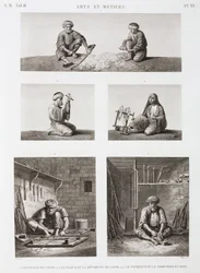Wolle & Kammgarn, Spinnen Textil- und Holzarbeiter, Ägypten, ca. 1798