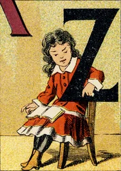 Z - Gravur aus ABCD der kleinen Mädchen. Pellerin & Cie, Drucker-Verleger, Epinal, um 1890. Serie A.