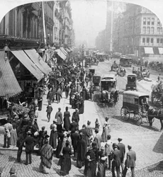Eine Straßenszene in Chicago, Illinois, USA, 1896