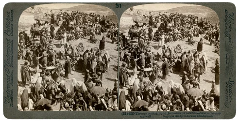 Menschen kommen nach Jerusalem zum Opfer, außerhalb der östlichen Mauer, 1900