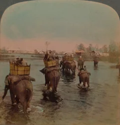 Rückkehr ins Lager nach einem Tagesschießen, Bebar-Dschungel, Indien, 1909