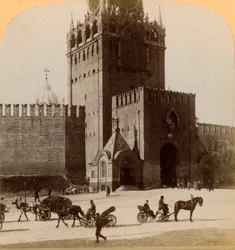Spaski Voroto, Heiliges Tor des Kremls, Moskau, Russland, 1898