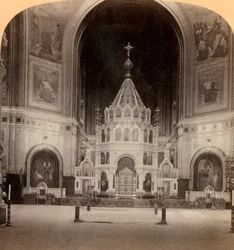 Der prächtige Altar, Tempel unseres Erlösers, Moskaus größte Kirche, Russland, 1898