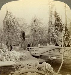 Winterszene, Luna Island, Niagara Falls, New York, USA