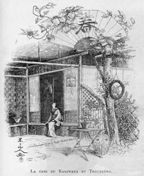 Weltausstellung 1889 in Paris: der Fall von Kasawara am Trocadero