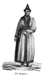 Ein Kirgise im 19. Jahrhundert. Turkvolk, das seit der Antike im mittleren Jenissei-Tal lebte (Kirgistan)
