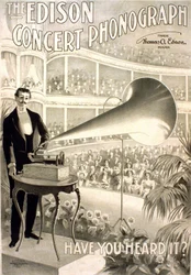 Werbung für das Edison Grammophon „The Edison Concert Phonograph, Have you heard it?“ - Lithografie 1899