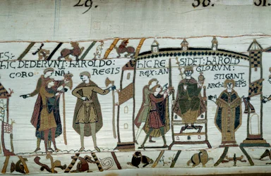 Nach dem Tod von Eduard dem Bekenner wurde Harold 1066 zum König gekrönt (Detail)