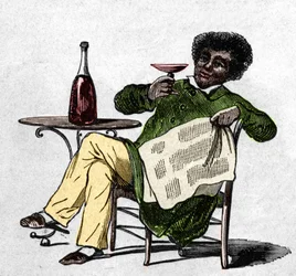 Alexandre Dumas der Ältere (1802-1870), französischer Schriftsteller, trinkt Wein.