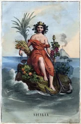 Allegorie Siziliens - Stich aus „Usi e Costumi di Tutti i Popoli dell