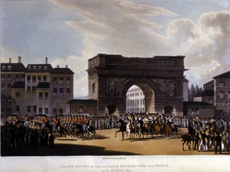 Die Alliierten zogen am 31. März 1814 in Paris ein (Russland Alexander I., der österreichische Kaiser Franz I. und der preußische König Friedrich Wilhelm III.) (1826)