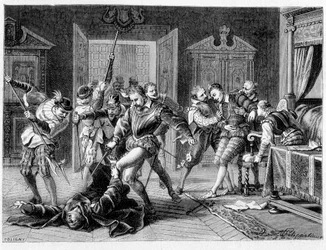 Ermordung Heinrichs III. (1551 - 1589) durch Jacques Clément im Jahr 1589