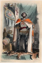 Balduin I. von Konstantinopel - Porträt von Balduin I., lateinischer Kaiser des Orients (1171-1206), wurde durch seine Teilnahme am Vierten Kreuzzug Kaiser von Konstantinopel. Auch bekannt als Balduin IX. von Flandern (oder Balduin VI. von Hennegau).